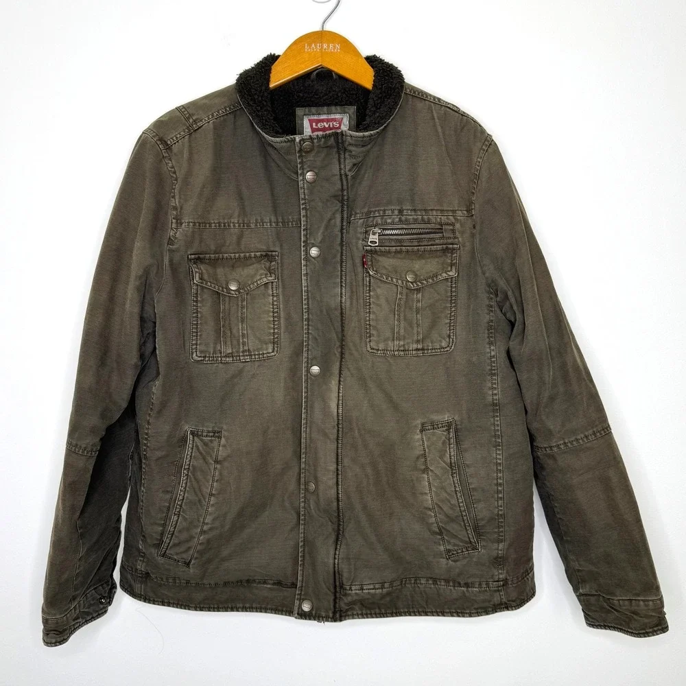 Levi's Canvas Utility/Military Jacket Sherpa Lined Brown‎ XL